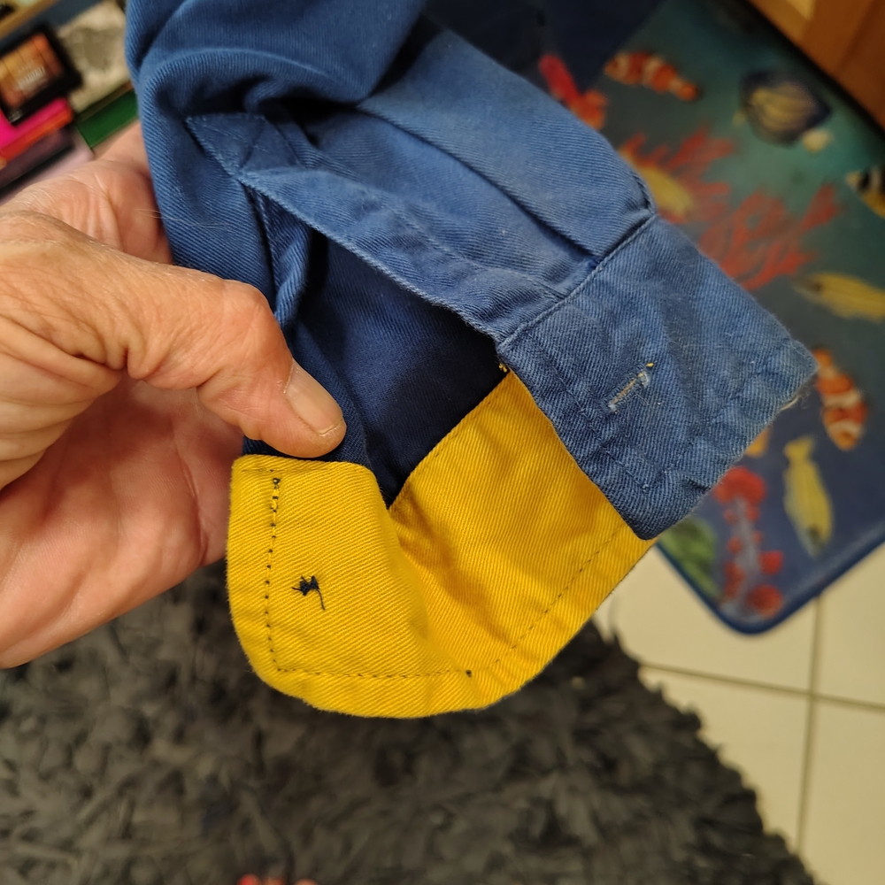 RESIST Vintage HeavyCotton Zip Up Blue Yellow Striped Jacket/SZ L/90s Y2K Unisex - Picture 4 of 16